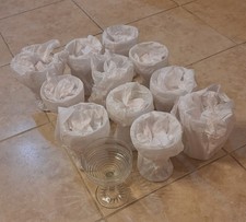 Set of 12 1930s Anchor Hocking Banded Rings Depression Champagne Coupe Glasses