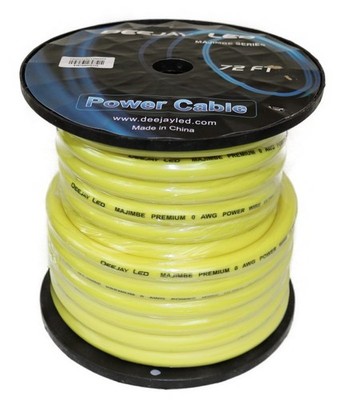 Deejay LED TBH072YELLOWMIX 0 Gauge 72 Ft Power Cable Yellow