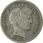 1907 D Barber Silver Dime F Fine 10c Coin Collectible SKU:CP994