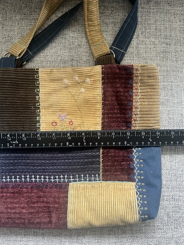 Vintage Y2K Patchwork Tasche Cord Handtasche Blumen bestickt Oma Indue Hipster - Bild 11 von 11