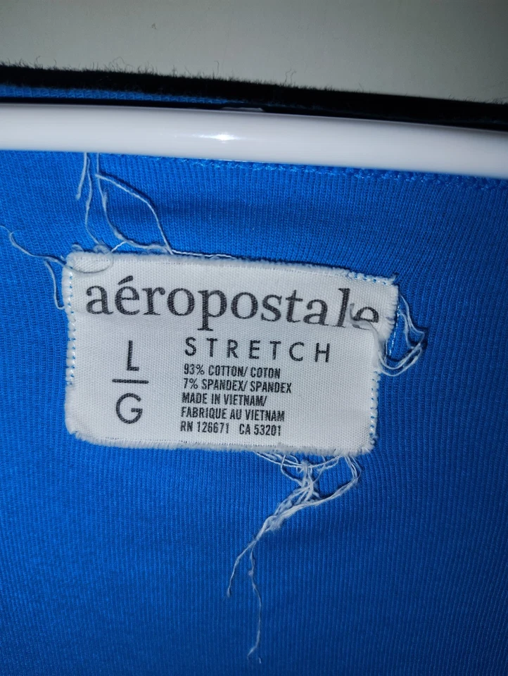 Aeropostale Mujer Elástico Azul Manga Larga Cuello Redondo Camiseta L Foto 2 de 4