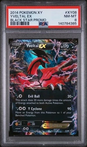 2014 POKEMON XY BLACK STAR PROMO #XY08 YVELTAL EX PSA 8