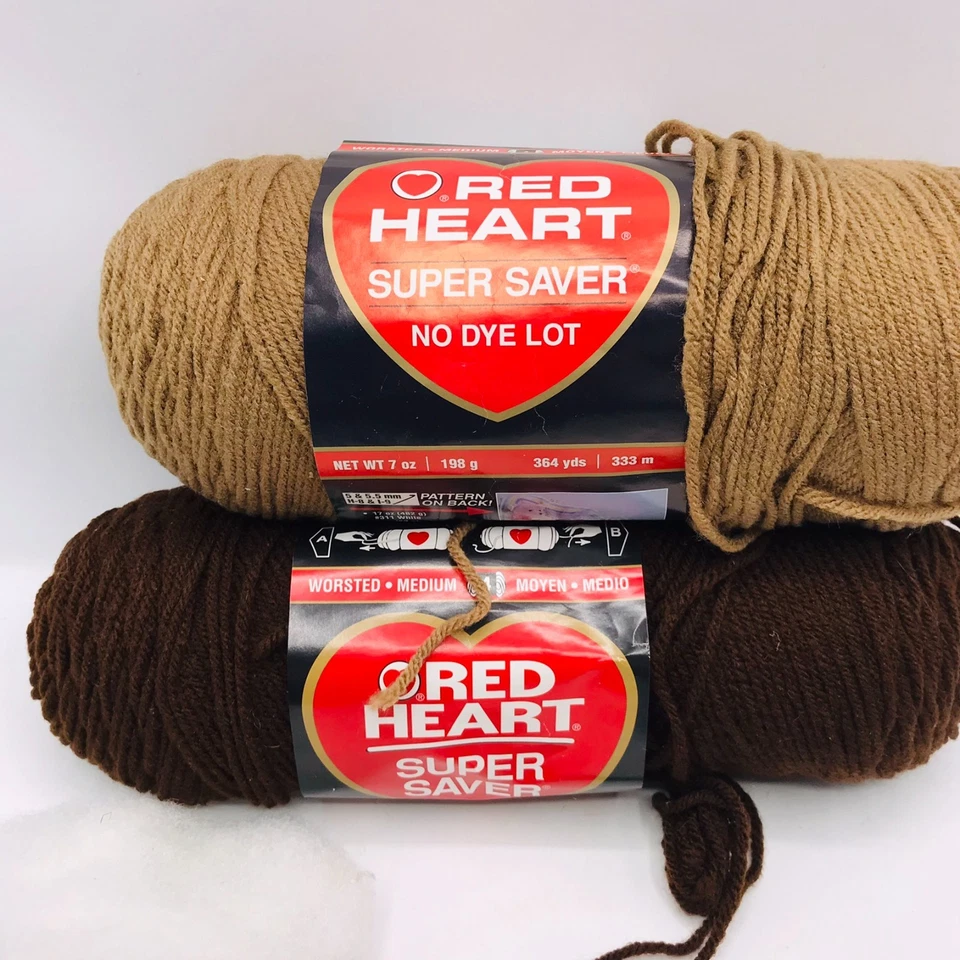 Lote de 2 madejas de hilo corazón rojo con ganchillo abandonado Project marrón tostado 2 bolas Foto 4 de 4