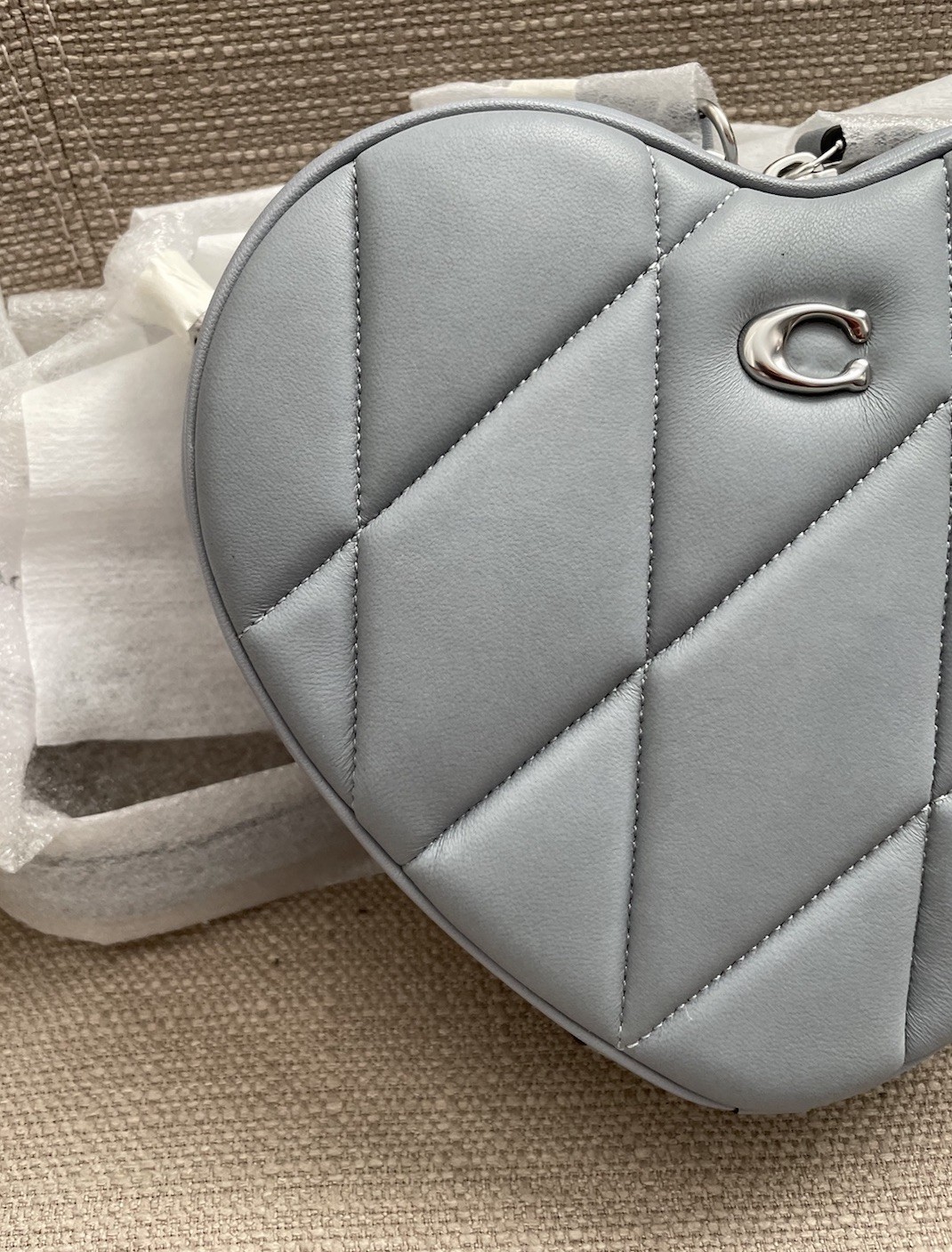 Coach Heart Crossbody With Quilting in Grey Blue NWT Authentic Style CE725 image 4