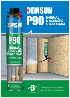 DEMSUN P90 Thermcoat Isolierung & Akustiksprühschaum 850ml (Reiniger & Pistolensets)