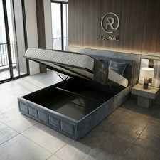 OTTOMAN STORAGE  BED PANEL PLUSH VELVET UPHOLSTERED BED FRAME- HEADBOARD