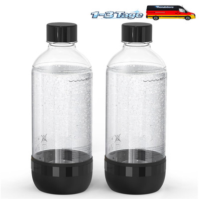 Soda Maker Flaschen 2x1L BPA-frei PET Wiederverwendbar Schwarz
