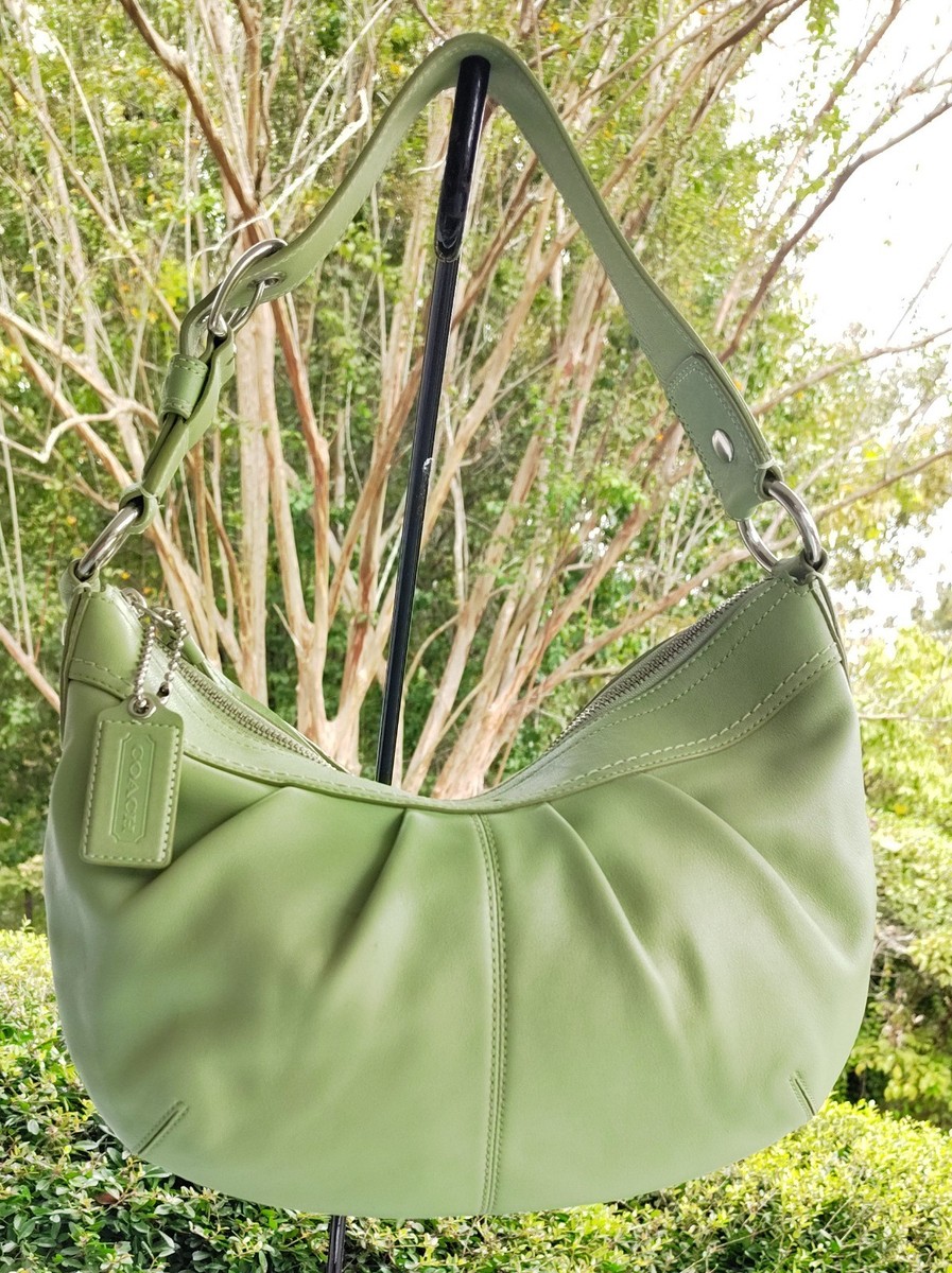 Coach MEDIUM F13730 Vintage Lime Green Soho Y2K Pleated Leather