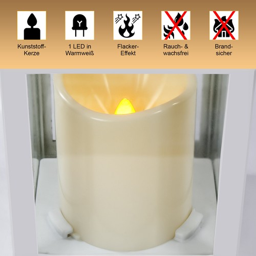 2x Flammenspiel-Laterne mit LED Kerze Deko Hänge-Lampe Garten Leuchte Windlicht - Bild 3 von 10