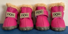 NWOT Small Dog Boots Pink Warm Rain Snow Shoes Waterproof Fur Lined 4Pcs Set