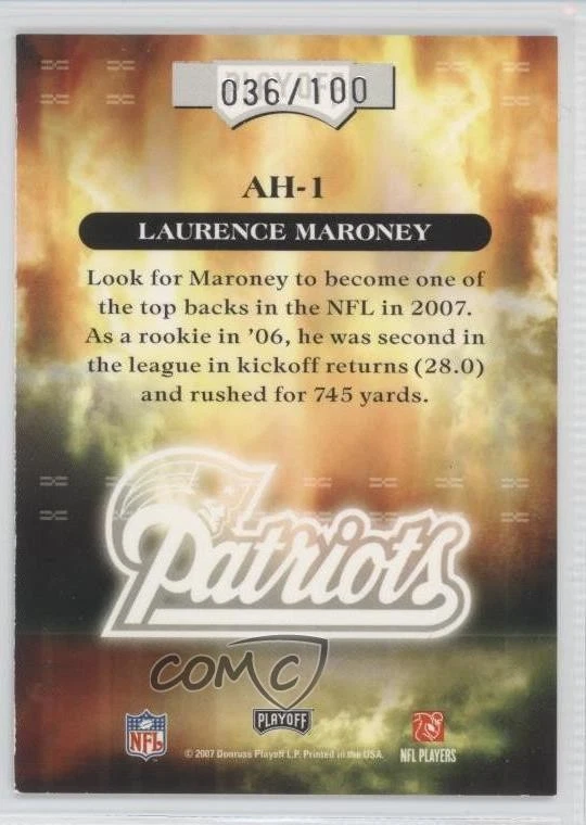 2007 Playoff Absolute Memorabilia Absolute Heroes /100 Laurence Maroney #AH-1 - Image 2 of 2
