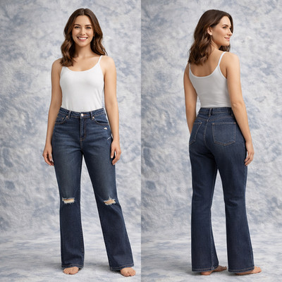 Express Curvy Slim Super High Rise Jeans Women 14R Dark Wash Distressed NWT