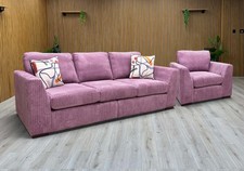 DFS ‘Heydon’ 4 Seater Split Frame Sofa + Armchair Lilac Purple Marley Jumbo Cord