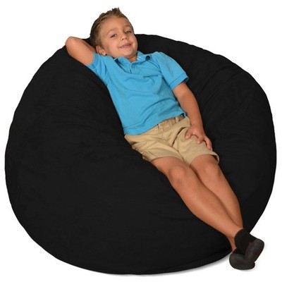 3 ft Memory Foam Bean Bag Chair, Black Micro Suede