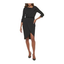Calvin Klein Tulip Sheath Dress NO BELT Black Sz 12 NEW 134
