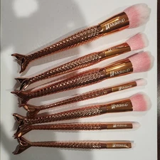 7pcs ROSE GOLD Mermaid TAIL MAKEUP BRUSHES 