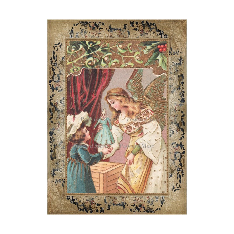 Christmas Angel With A Doll Cotton Fabric Quilt Block Panel Sewing Applique