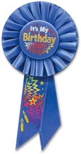 Blue It's My Birthday Rosette of Size 3¼" x 6½" - Beistle