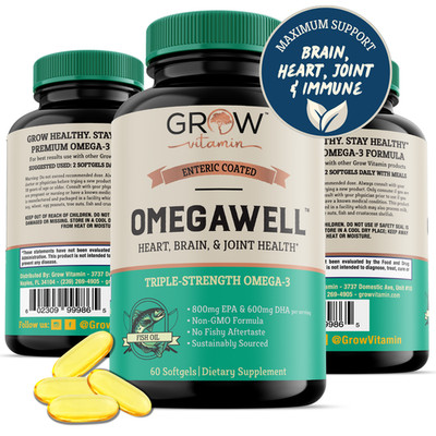 Grow Made Fish Oil 2000 mg, EPA, DHA & 360mg OMEGA-3 Enteric Coated Softgels