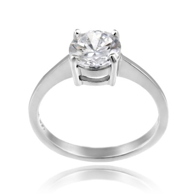 925 Silber weißer Topas runder Solitär Ring