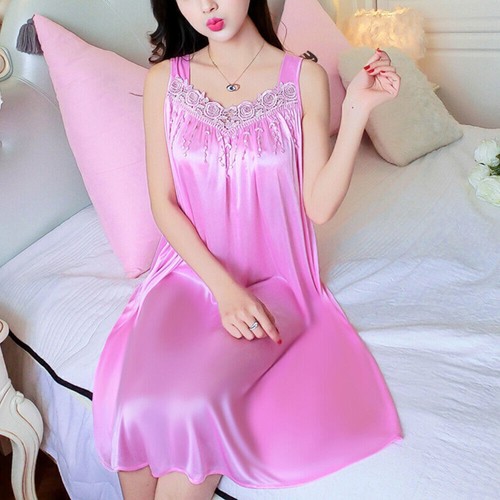 Women Sleeveless V Neck Nightdress Pajamas Nightshirt Summer Loose Sleepwear - Picture 12 of 22