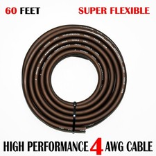 4 Gauge Wire BLACK , Amplifier Power/Ground Amp Wire 60 Feet Cable Roll