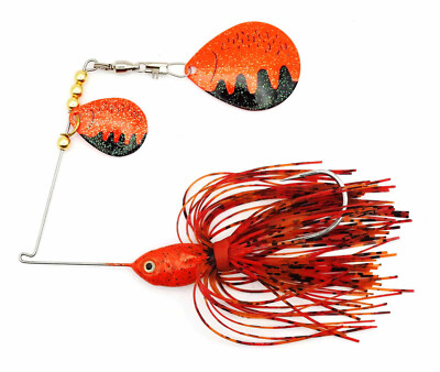(1) 3/4 oz Custom D & J Lures Tandem Spinnerbait(Fire Craw)Bass Fishing-''NEW''