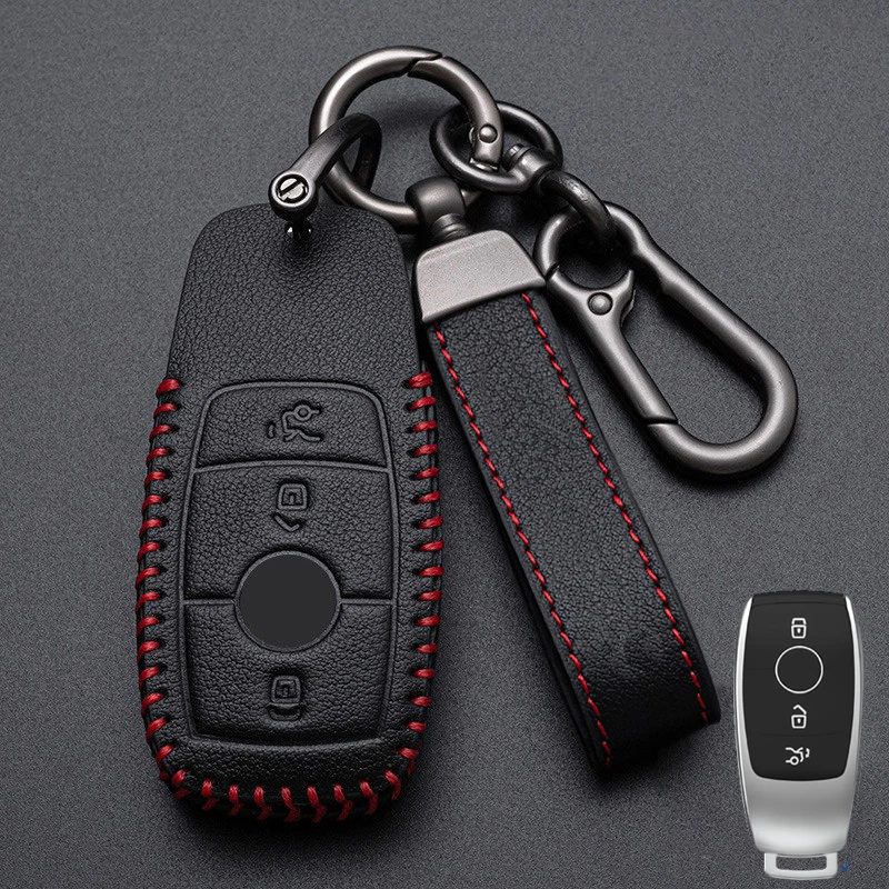 Genuine Leather Car Key Fob Case Cover For Mercedes Benz A S C E G M AMG CLS GLC Foto 4 de 4