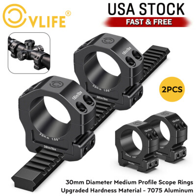 Picatinny-Style Medium Profile 30mm Scope Ring 7075 Aluminum Optic Mounting Ring