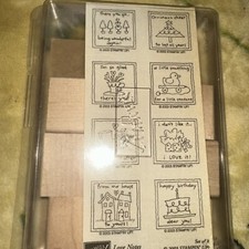 STAMPIN' UP "LOVE NOTES" WOOD MOUNTED RUBBER STAMP SET NEVER USED  NOT MOUNTED