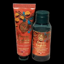 Yves Rocher MELTING ORANGE TRAVEL SIZE SET Shower Gel & Hand Cream Women NOS