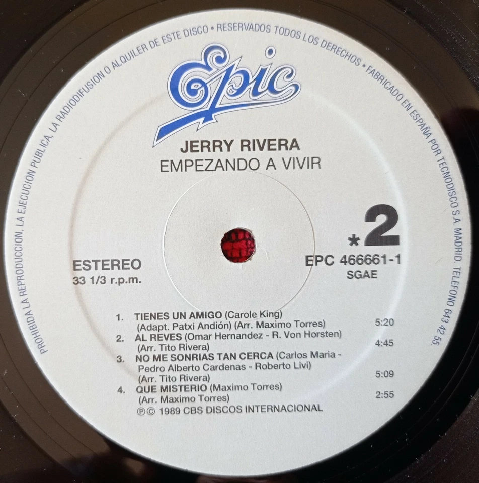 JERRY RIVERA ** Empezando A Vivir ** VERY RARE & SCARCE 1989 Spain Press LP - Image 4 of 4