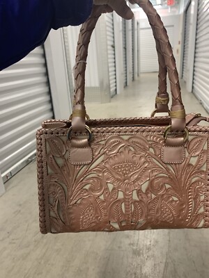 Alejandro Yeo Purse Bag Handmade Leather Runway New Pink Metallic Hand tooled
