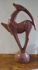 Royal Haeger ,Mauve, pink 21'' Gazelle/ Antelope Statue Mid Century Art Deco
