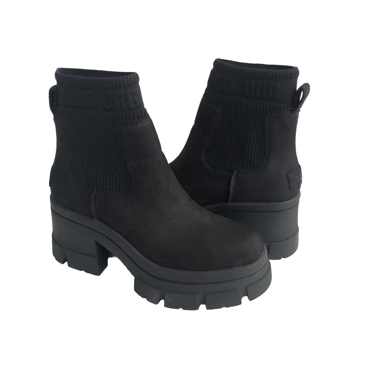 UGG BROOKLYN CHELSEA BLACK WATERPROOF PLATFORM BOOTS US 8 / EU 39