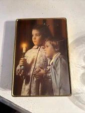 Vintage Tin Container Edward Sharp & Sons England Children With Candle