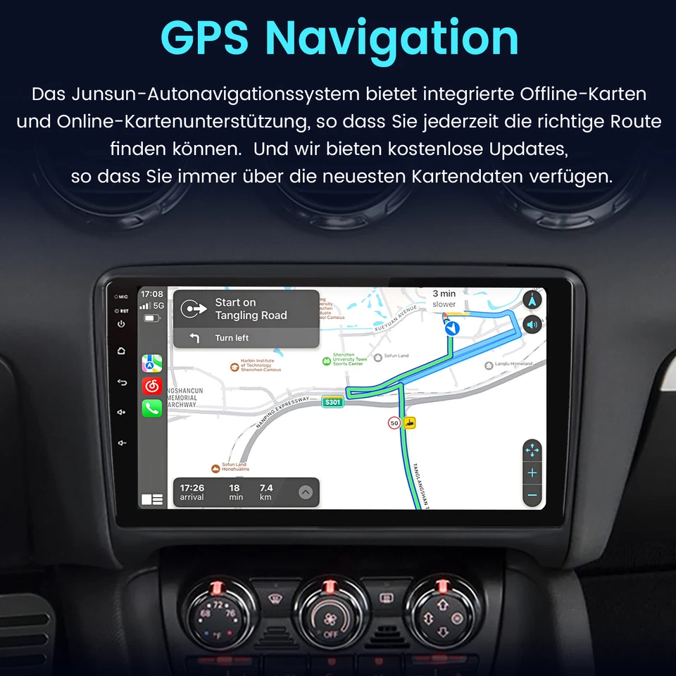 8-Kern 4+64GB Android13 Autoradio CarPlay WIFI GPS 4G Für Audi TT MK2 8J 2006-14 - Bild 4 von 4