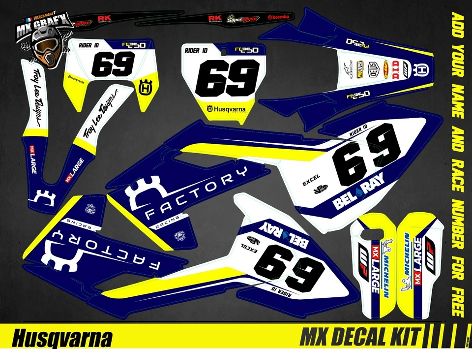 MX GRAFX Kit Déco Moto pour / Mx Decal Kit for Husqvarna FC/TC - Factory R