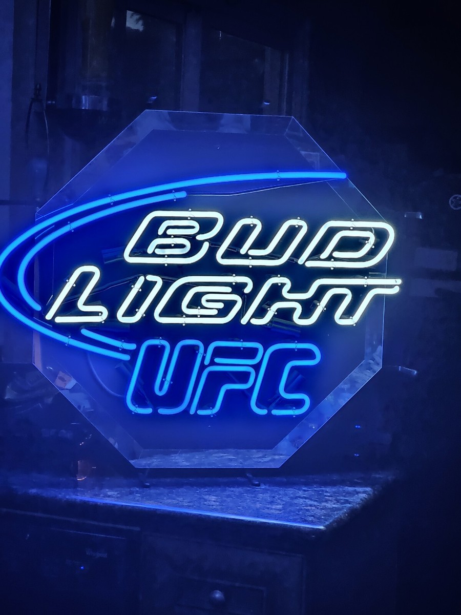 Bud Light UFC Neon 31x27 rare octagon bar beer sign lamp pub mma