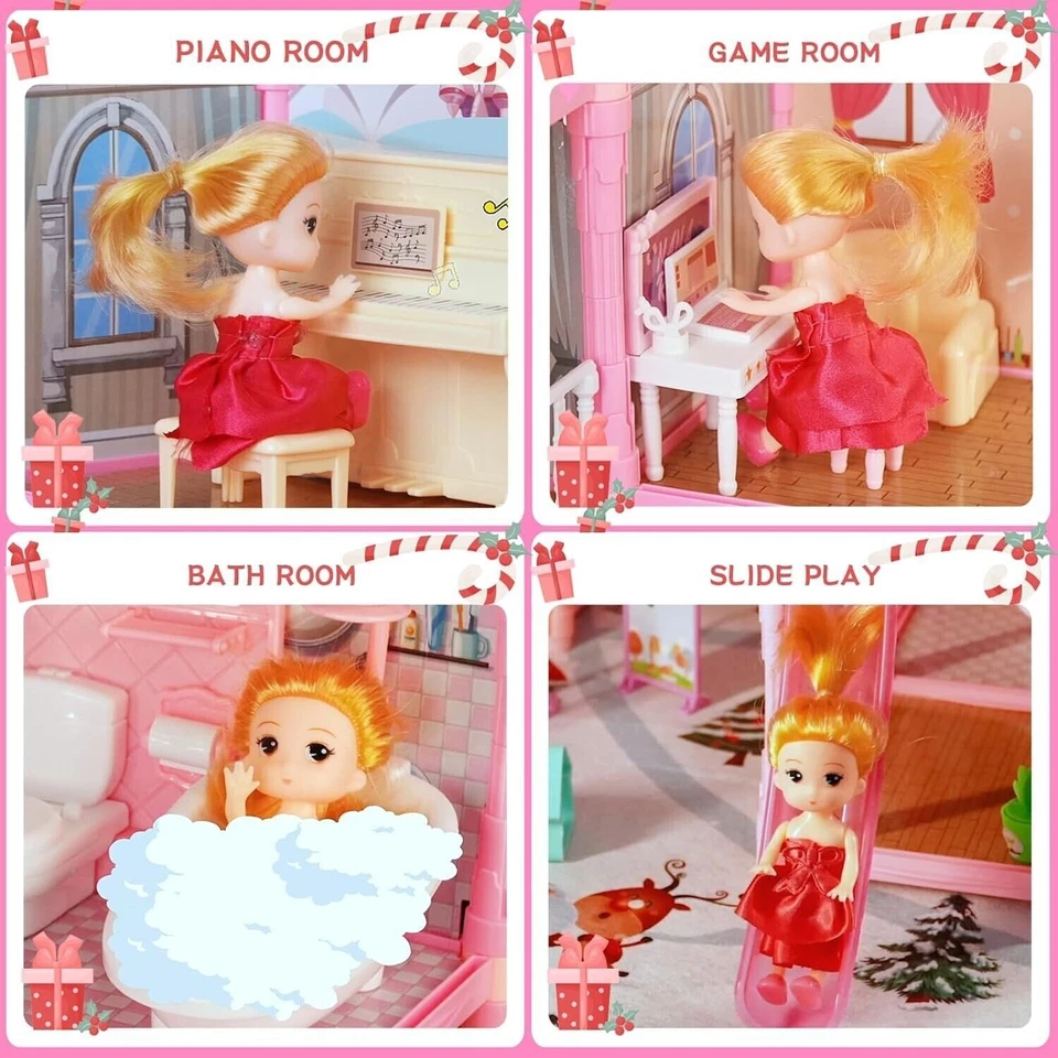 Casa de Muñecas - 5 Cuentos, 15 Habitaciones, Tema Navidad, Luces LED, Accesorios para G Foto 2 de 4