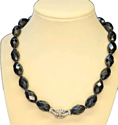 Black Glass Beads By Monet With Rhinestones 
