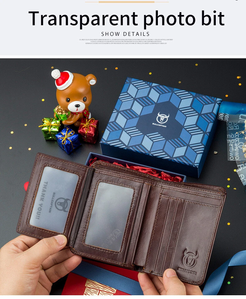 Vintage cowhide multifunctional men's wallet RFID with ID card slot card case - Image 4 of 4