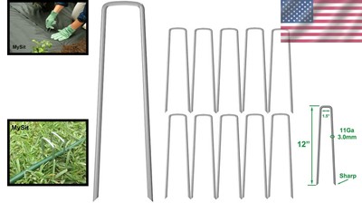 Premium 12'' 11-Gauge Garden Stakes - Rust-Resistant Landscape Staples, 200 Pcs