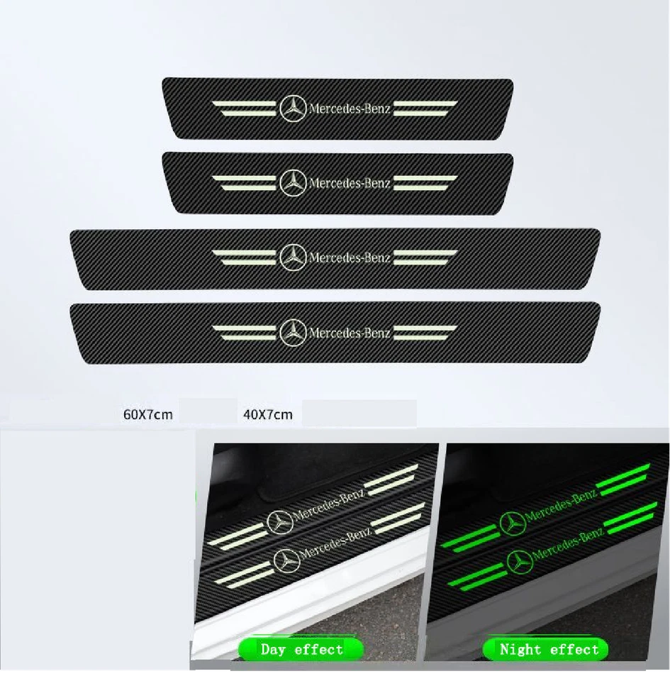 4PC Luminous Car Door Plate Sill Scuff Anti-scratch Sticker for Mercedes Benz — 第 2/4 张图片