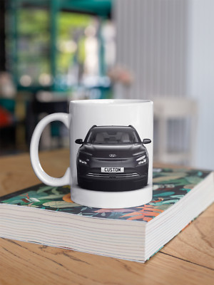 Personalisierter elektrischer Hyundai Kona Kaffeebecher Geschenk - Farbe wählbar - SCHNELLER VERSAND