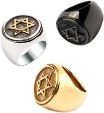 David Style of Stainless Steel Israel Religious Symbol Jewish 6 Point Star Rings