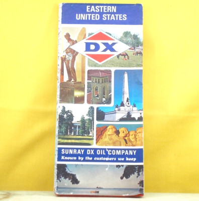 SUNRAY DX Gas Station *** 1968 HIGHWAY ROAD MAP *** Eastern United States