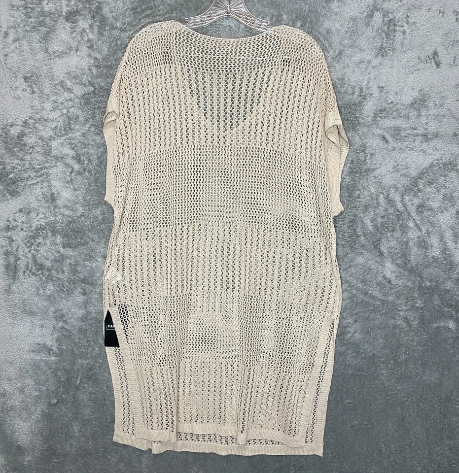 Women Beachy Boho Neutral Dolman Sleeve Crochet Knit Swimwear Cover Up 1X* NWT - Image 2 of 4