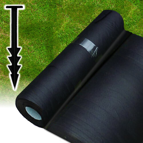 1M X 10M WEED CONTROL LANDSCAPE FABRIC MEMBRANE MULCH GROUND COVER + 10 PEGS - Picture 1 of 1