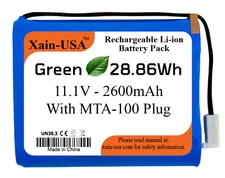 Xain-USA: Rechargeable Li-ion Battery Pack 3S1P, 11.1V 2600mAh 28.8 MTA-100